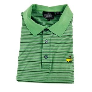 Clubhouse‎ Collection Green w/ Blue Stripe Masters Embroidered Polo Shirt Size L